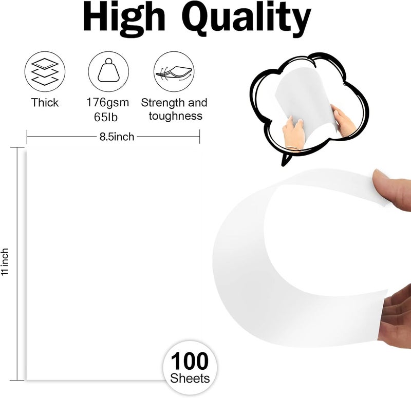 Goefun White Cardstock 8.5 x 11 White Paper 100 Pack, 65lb Card Stock Printer Paper for Cards Making, Office Printing, Certificate - Image 2